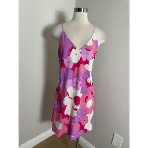 Natori Womens Medium Croisette Chemise Pink Purple Floral Slip Dress